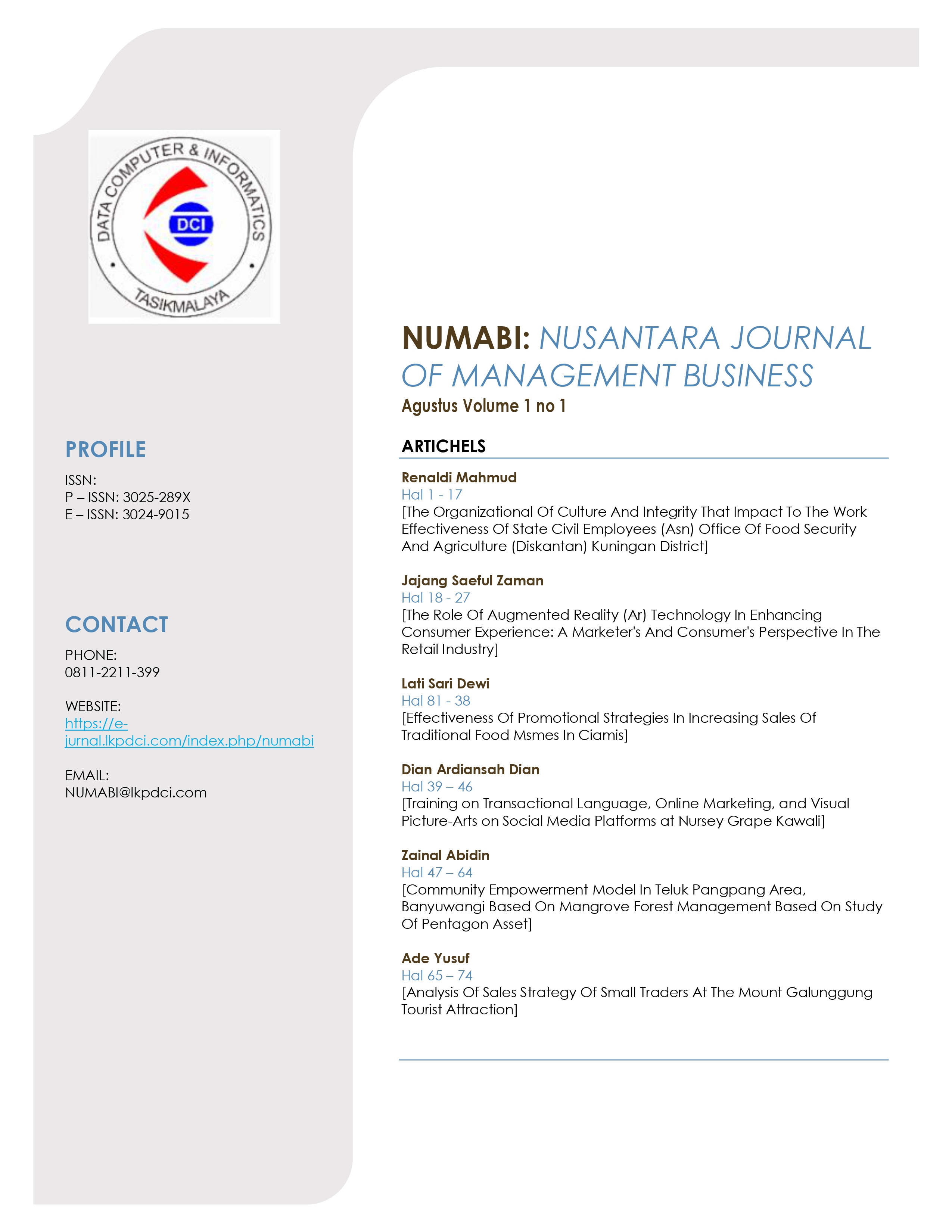 					View Vol. 2 No. 1 (2025): Nusantara Journal Of Management Business
				