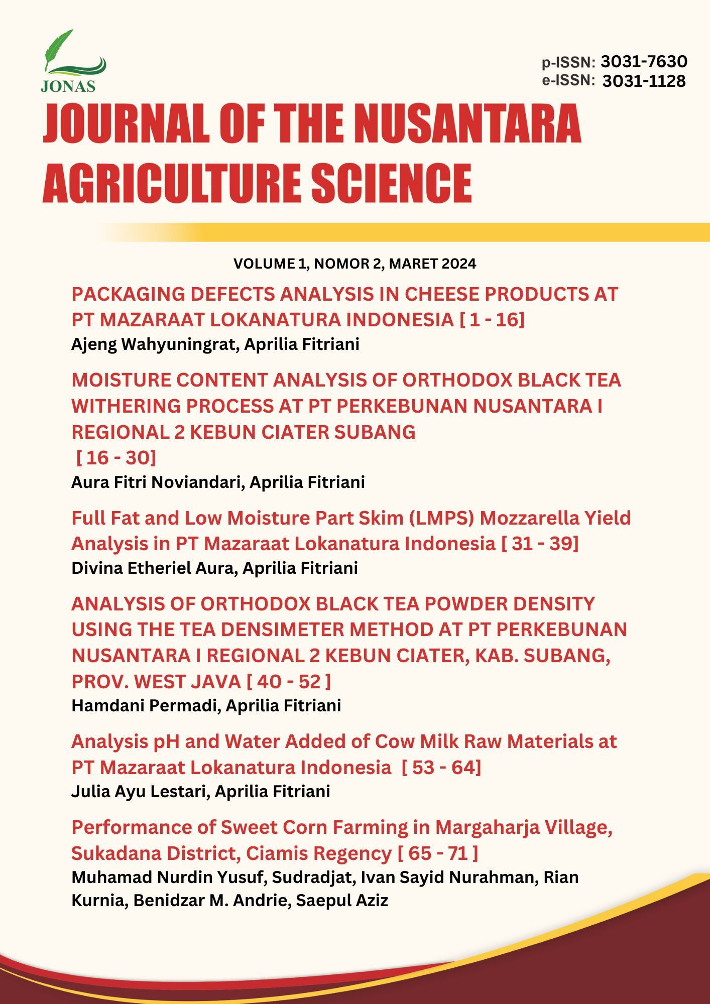 					View Vol. 1 No. 2 (2024): Journal Of The Nusantara Agriculture Science
				
